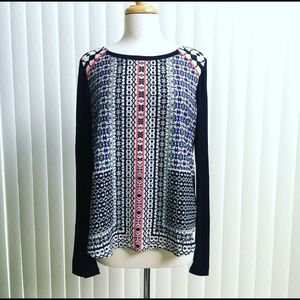 Hale Bob Size L Crew Neck Long Sleeve Shirt